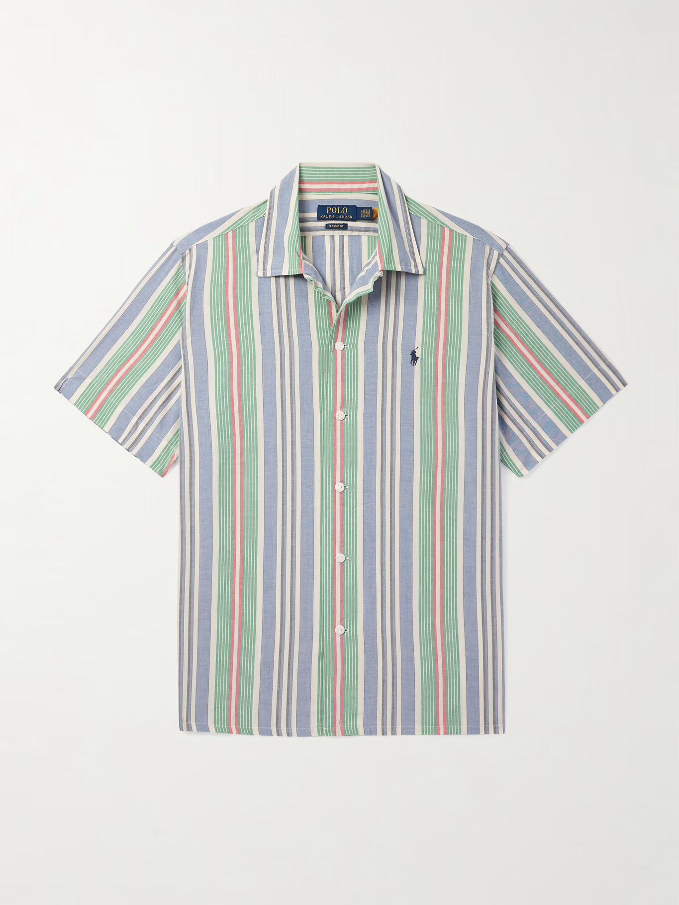 

Полосатая хлопковая рубашка с вышитым логотипом POLO RALPH LAUREN, зеленый