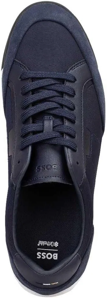 Мужские низкие кроссовки BOSS Nitan TXSD из замши и искусственной кожи, размер, Darkblue — фото 3