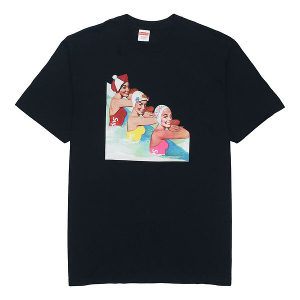 

Футболка ss18 swimmers tee black printing short sleeve Supreme, черный