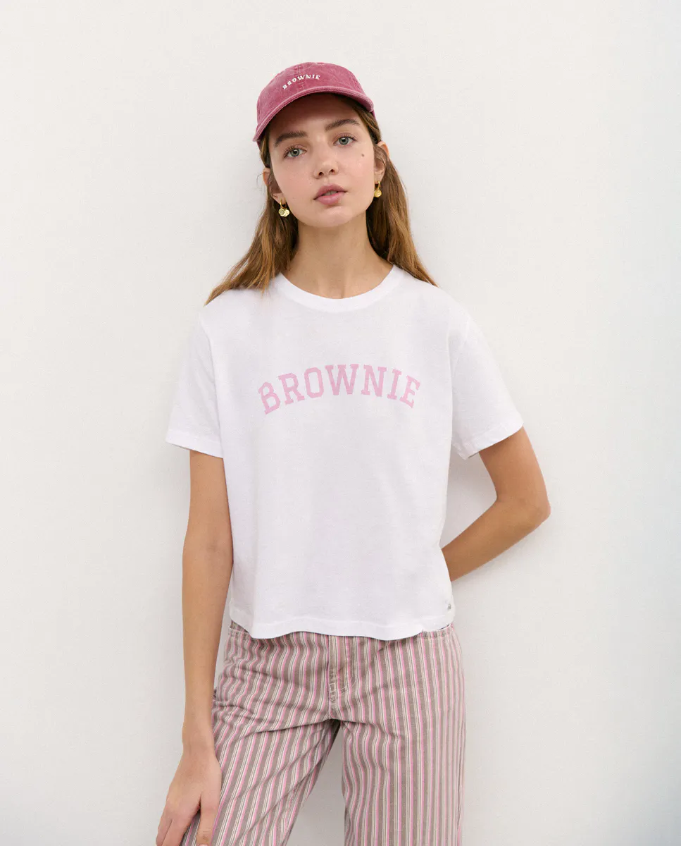 

Женская футболка с коротким рукавом и принтом спереди Brownie, белый