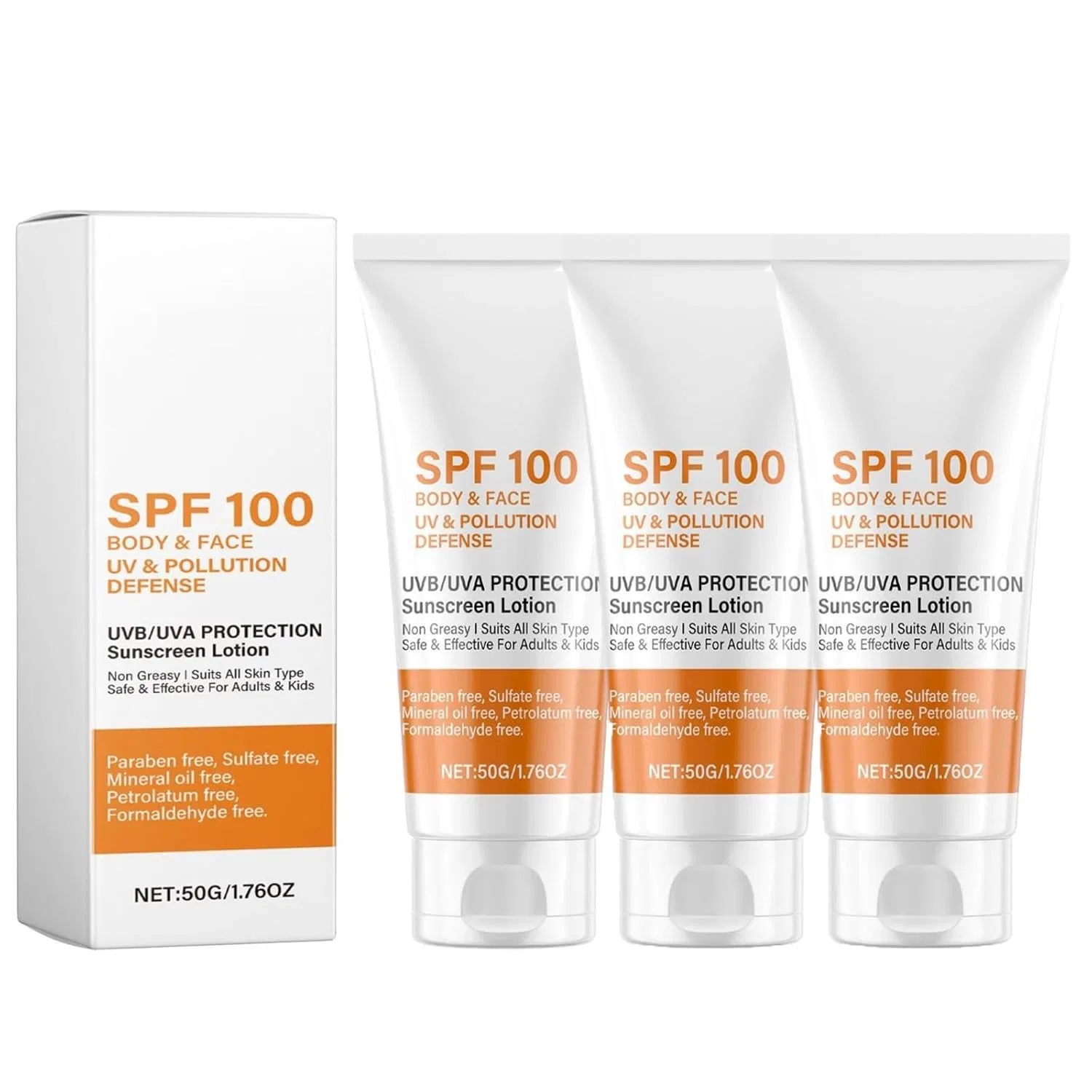 Солнцезащитный крем для лица SPF 100, 50 г Generic, 3Pc