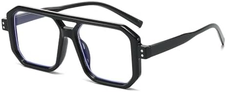 

Ретро-солнцезащитные очки с двойной перемычкой, квадратной формы, в стиле панк, модные, с прозрачными градиентными линзами, защита от УФ-излучения UV400, для женщин MTZJH, Black Clear