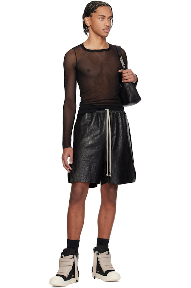 Кожаные боксерские шорты Temple Rick Owens, черный — фото 4