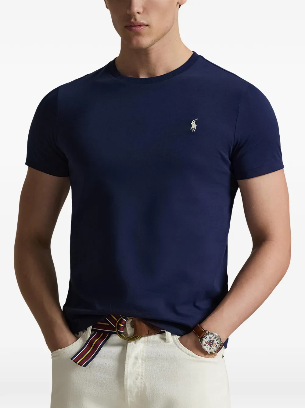 Футболка Custom Slim Fit с круглым вырезом Polo Ralph Lauren, синий — фото 3
