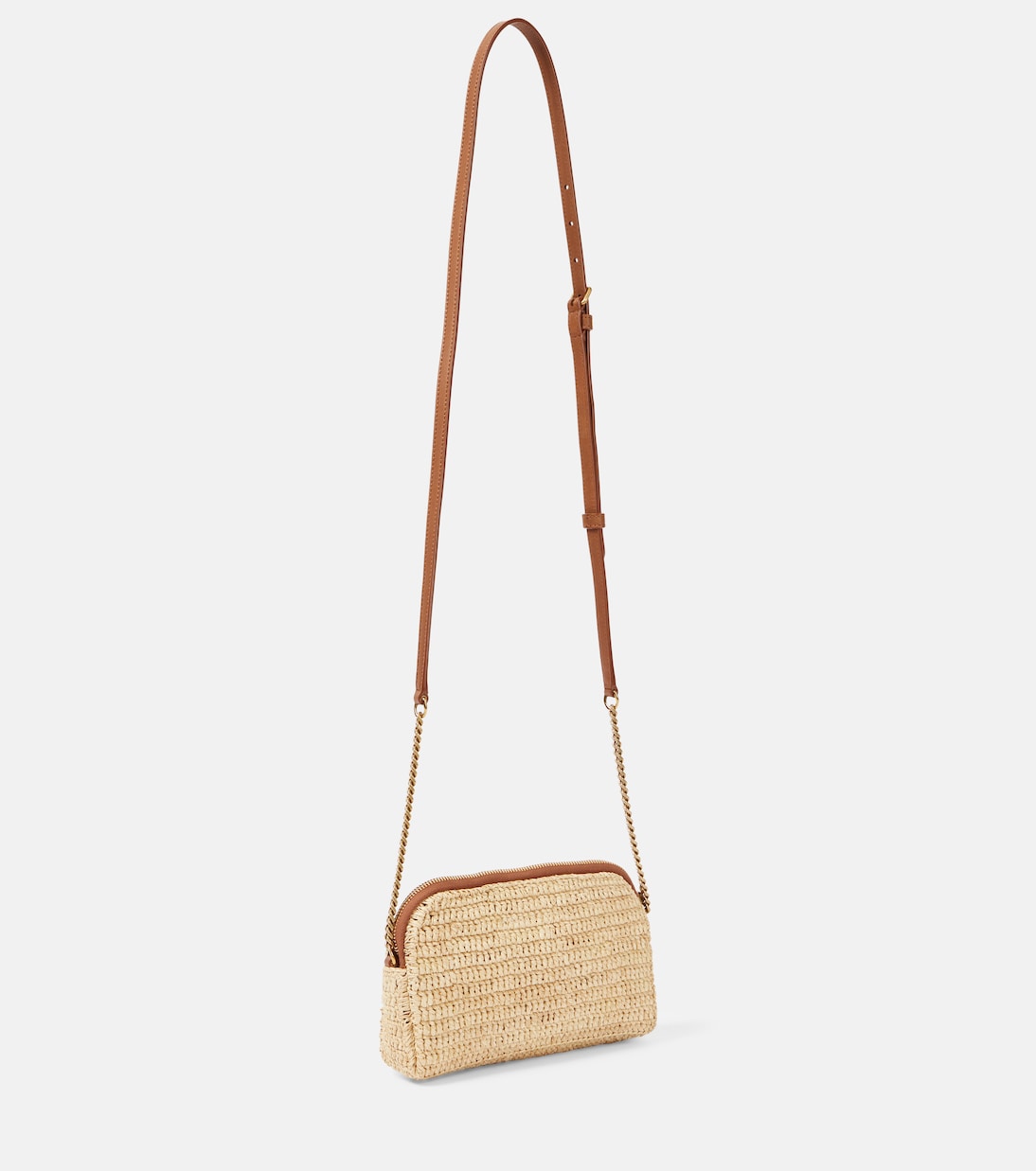 Сумка через плечо Gaby из рафии с кожаными деталями Saint Laurent, Natural + Brick — фото 4