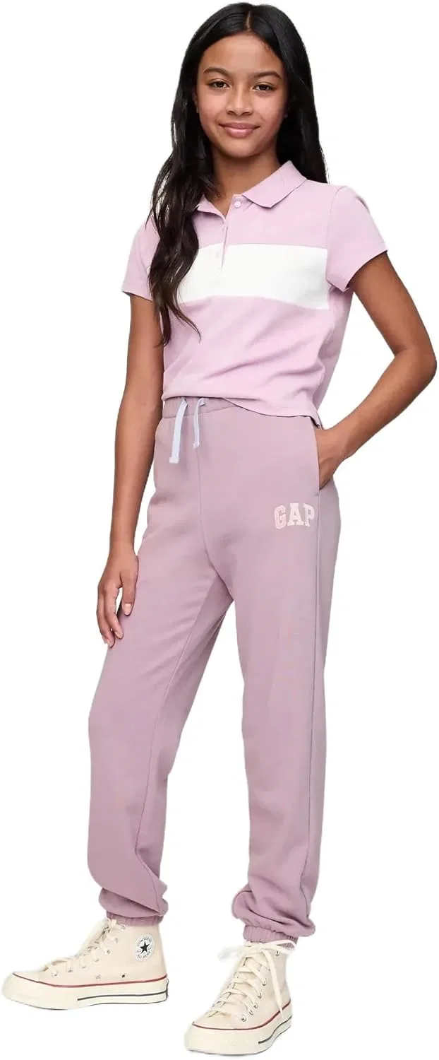 Спортивные брюки-джоггеры из флиса с логотипом Gap для девочек, Amethyst Purple