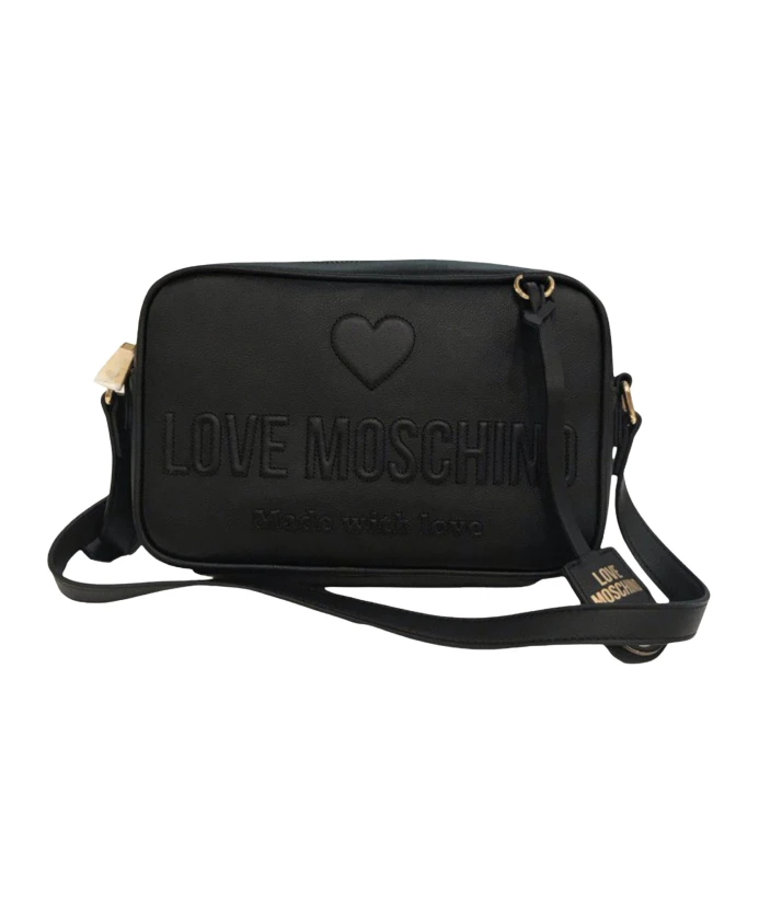 

Кожаная сумка через плечо с тисненым логотипом Love Moschino, черный