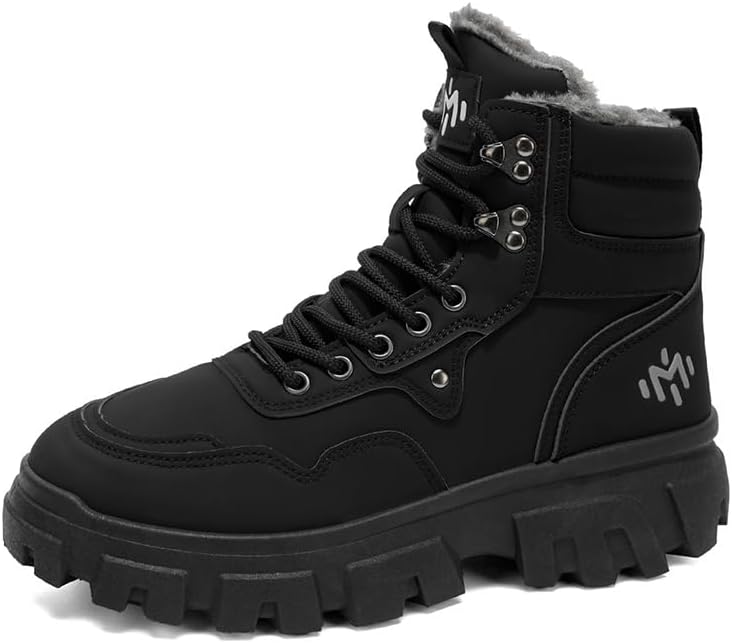 

MODME Мужские зимние ботинки водонепроницаемые, короткие ботинки с меховой подкладкой, зимние ботинки для снега для мужчин, противоскользящие, для работы на улице и походов, черные, зеленые, желтые