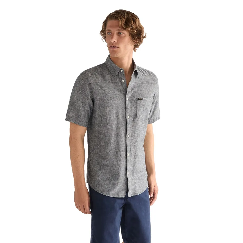 

Рубашка Wrangler 112378044 с одним карманом, стандартного кроя, с коротким рукавом, серый