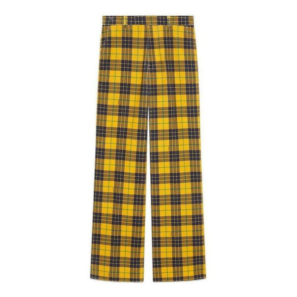

Брюки straight-leg checked tartan cotton pant 'yellow blue' Gucci, желтый