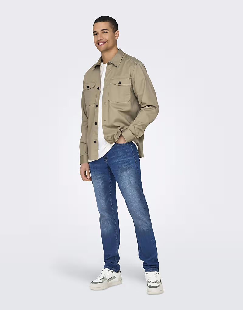 

ONLY & SONS Узкие джинсы из синего денима