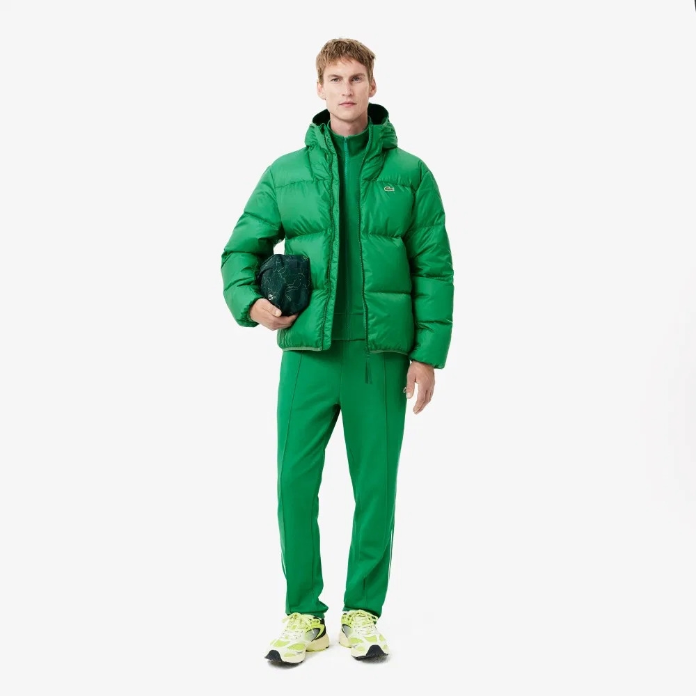 Мужской пуховик с капюшоном зелёного цвета от Lacoste — фото 4