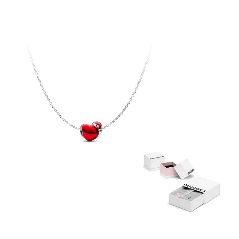 

Pandora Колье из стерлингового серебра 925 пробы для женщин, серебристо-красный
