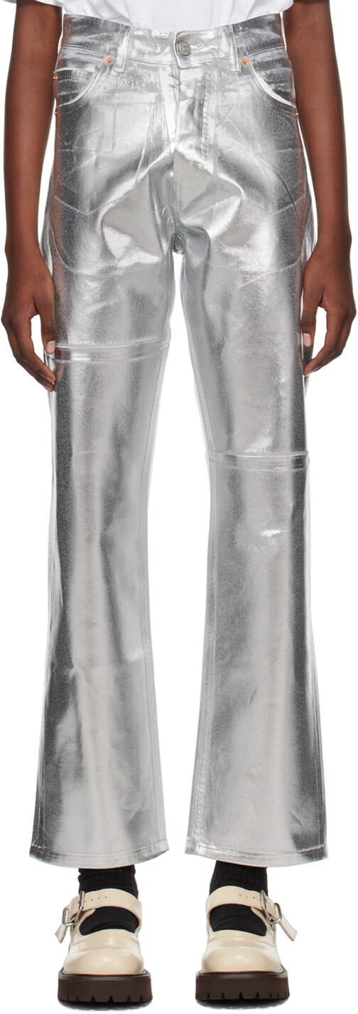 

Джинсы с серебристо-белым покрытием MM6 Maison Margiela