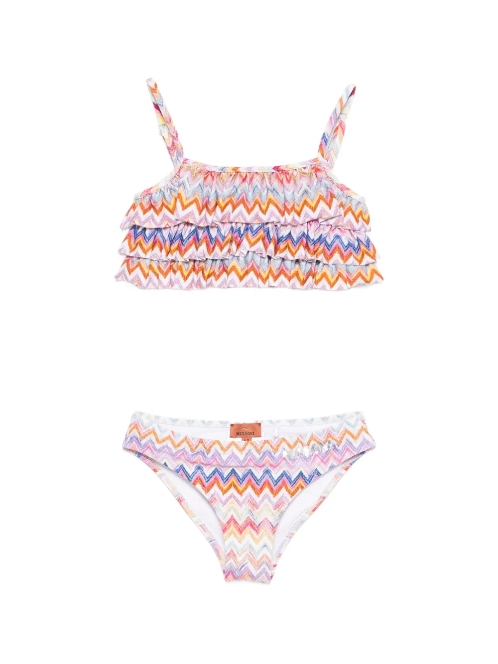 

Бикини с оборками и зигзагообразным узором Missoni Kids, белый