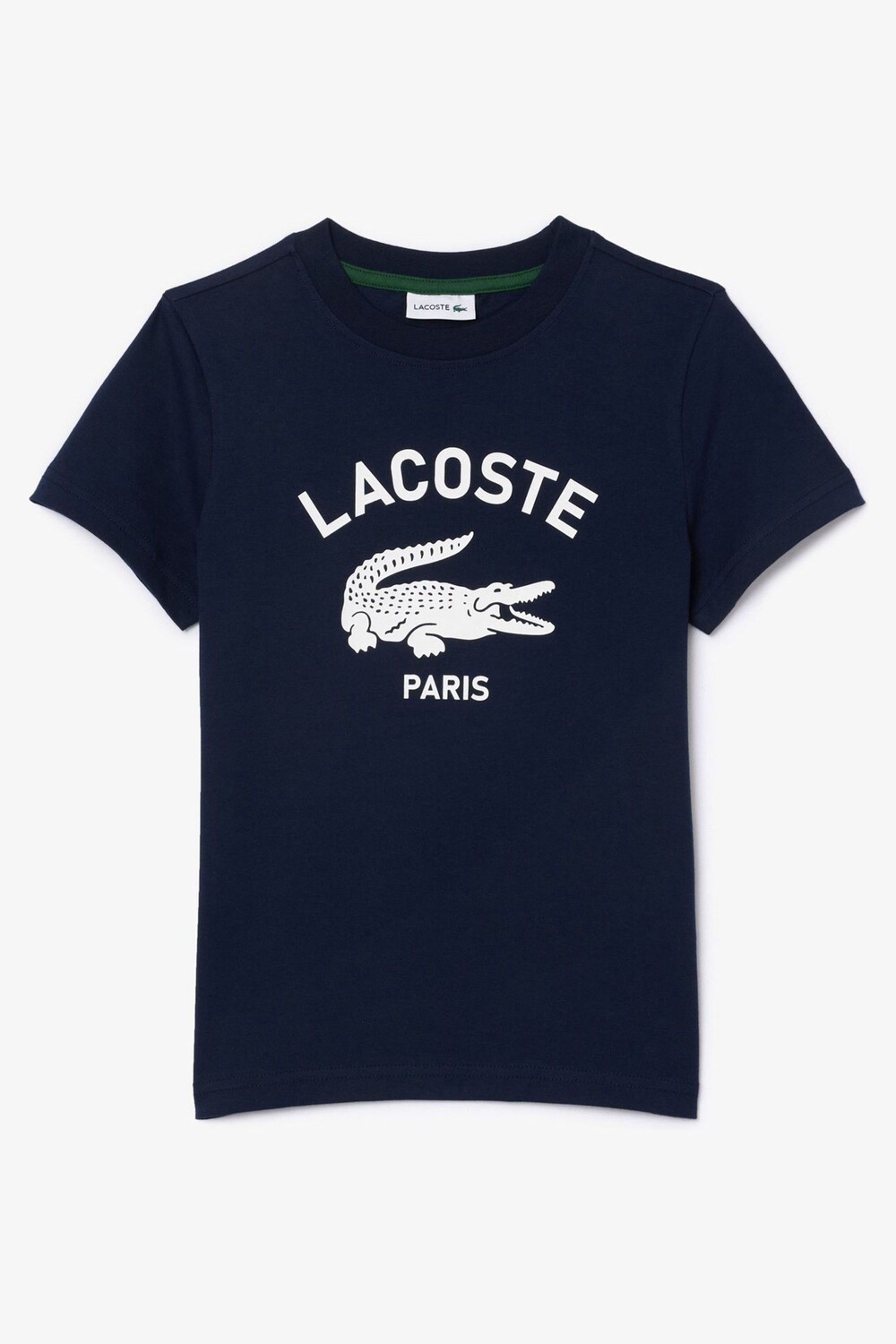 

Футболка с фирменным принтом кремового цвета Lacoste, синий