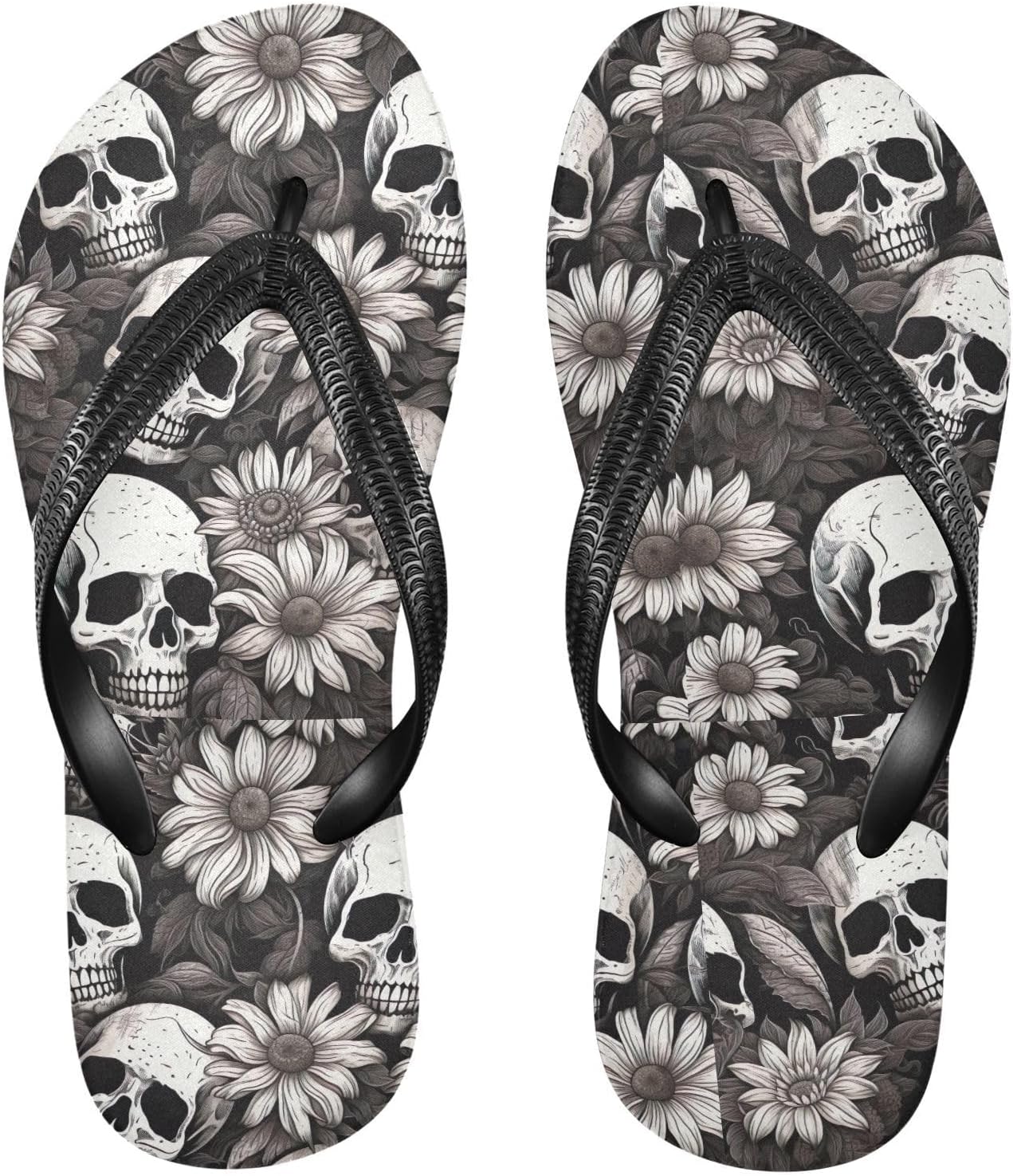 

Женские и мужские шлепанцы SPRIPORT с акварельным рисунком белых черепов, удобные повседневные сланцы с мягкой подошвой и нескользящей резиновой подошвой, для ванной, душа, летней прогулки и пляжа