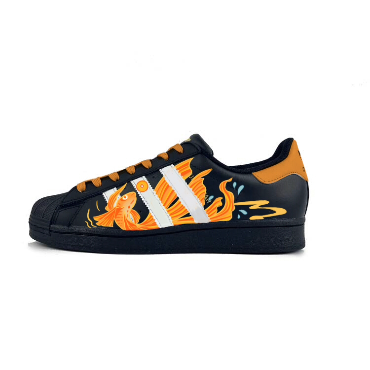 SUPERSTAR Противоскользящие Кроссовки Низкие Унисекс Черные Оранжевые Adidas Originals