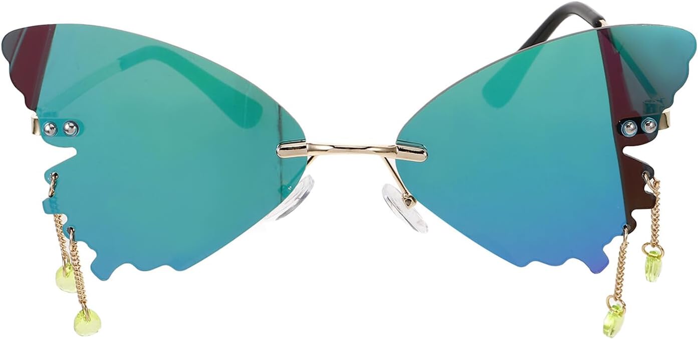 

Солнцезащитные очки BESPORTBLE Butterfly для женщин, модные очки для вечеринок, изумрудный оттенок, золотая оправа, декоративные очки для отдыха и повседневной носки, Multi