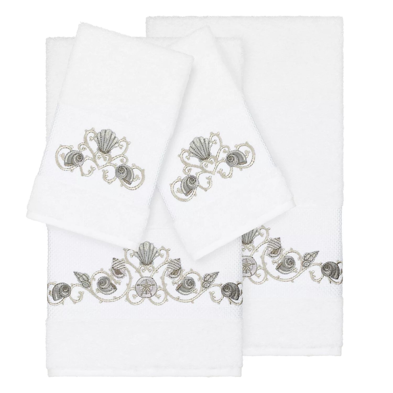 

Linum Home Textiles Bella Набор украшенных банных полотенец из 4 предметов, белый
