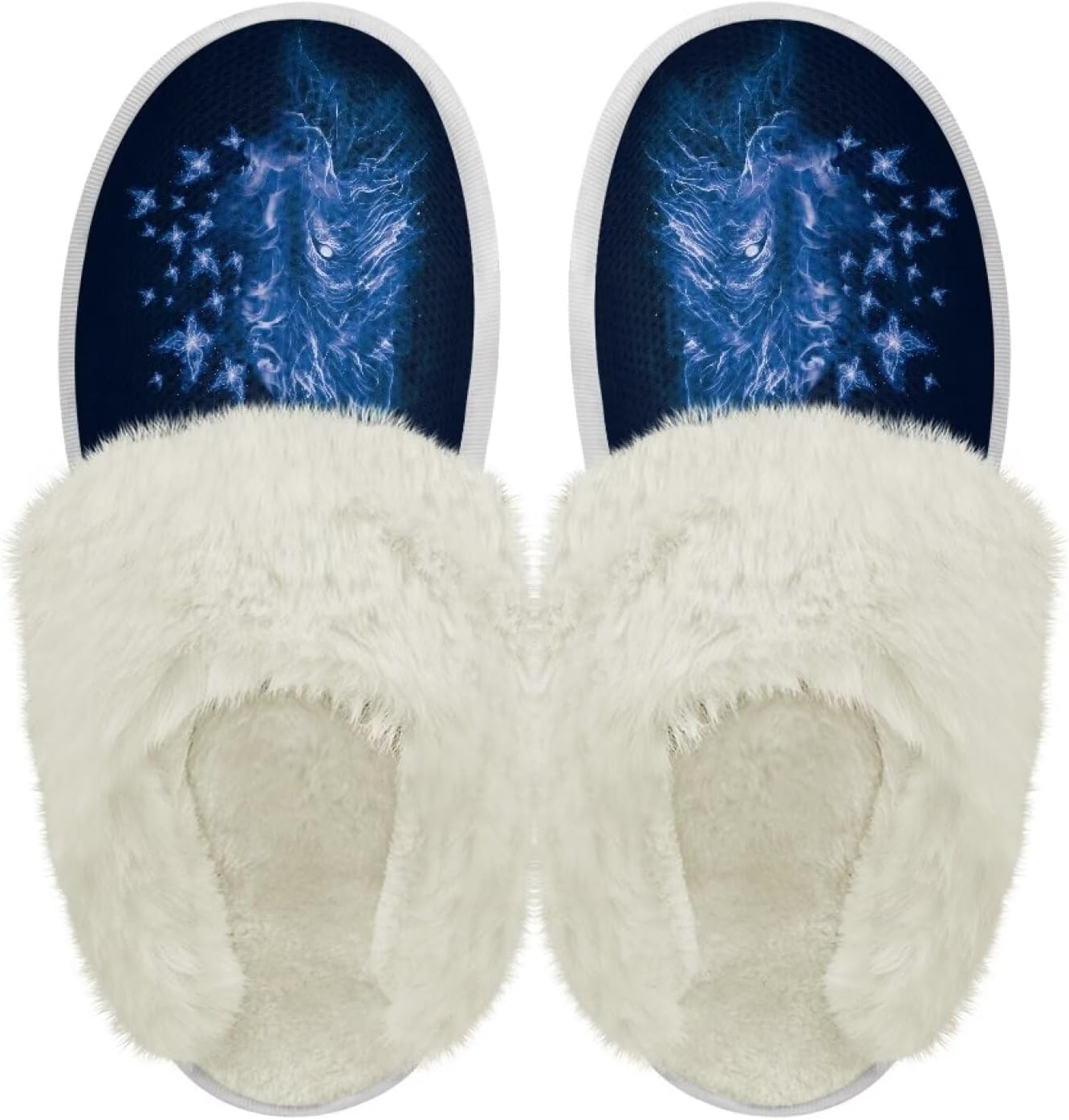 

Хлопковые тапочки PJHEQOXE с пушистыми краями, домашние тапочки для дома и улицы, хлопковые тапочки унисекс, Butterfly Wolf