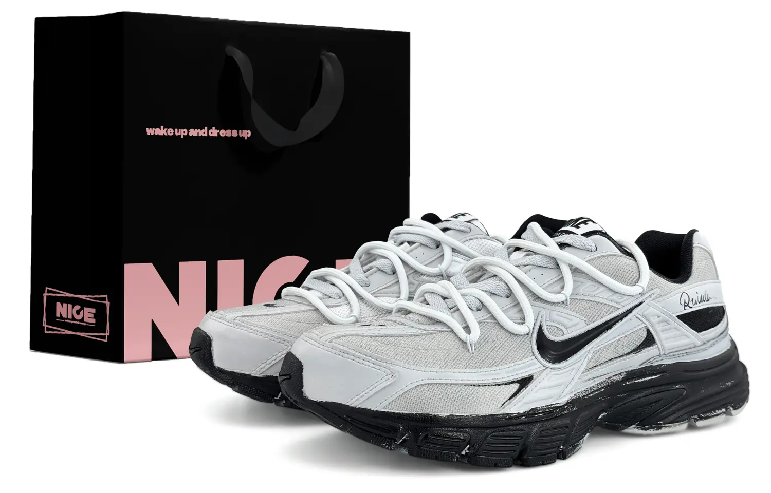 

Кроссовки для бега низкие unisex white с амортизацией, устойчивые к истиранию, дышащие Nike, светло-серый