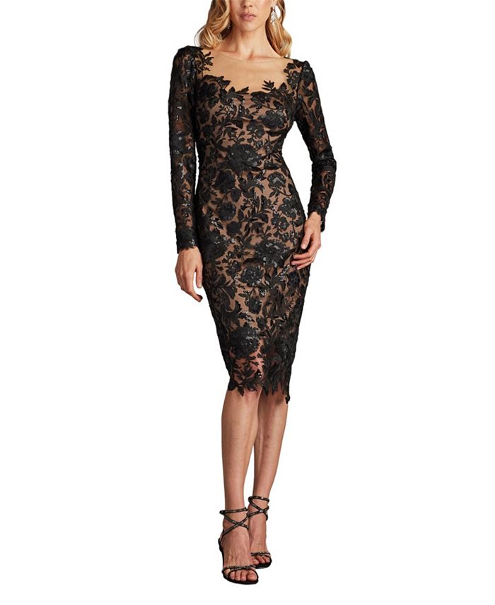

Платье Senoia с вышивкой пайетками и эффектом иллюзии Tadashi Shoji, коричневый/бежевый