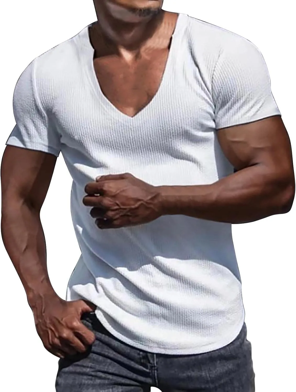 Мужская футболка с V-образным вырезом, Slim Fit, Stretch