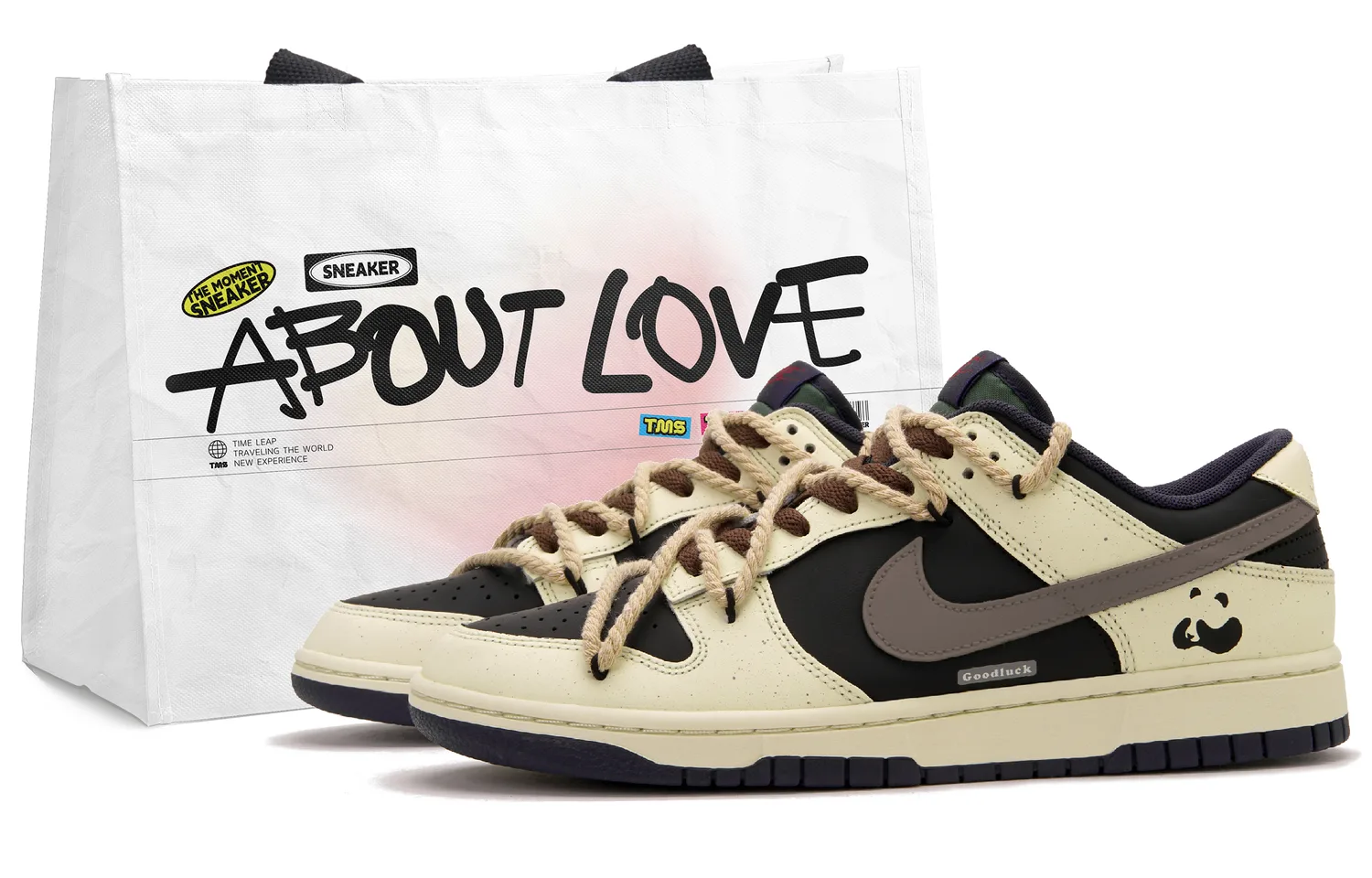 Nike Кроссовки Dunk Panda Jack Sequel Low Top для скейтбординга мужские черные, рисовые, желтые, коричневые
