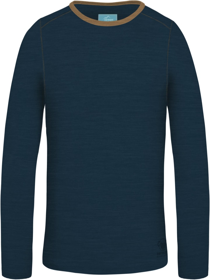 

Normani Outdoor Sports Детский билингвальный топ с длинным рукавом из мериносовой шерсти, темно-синий