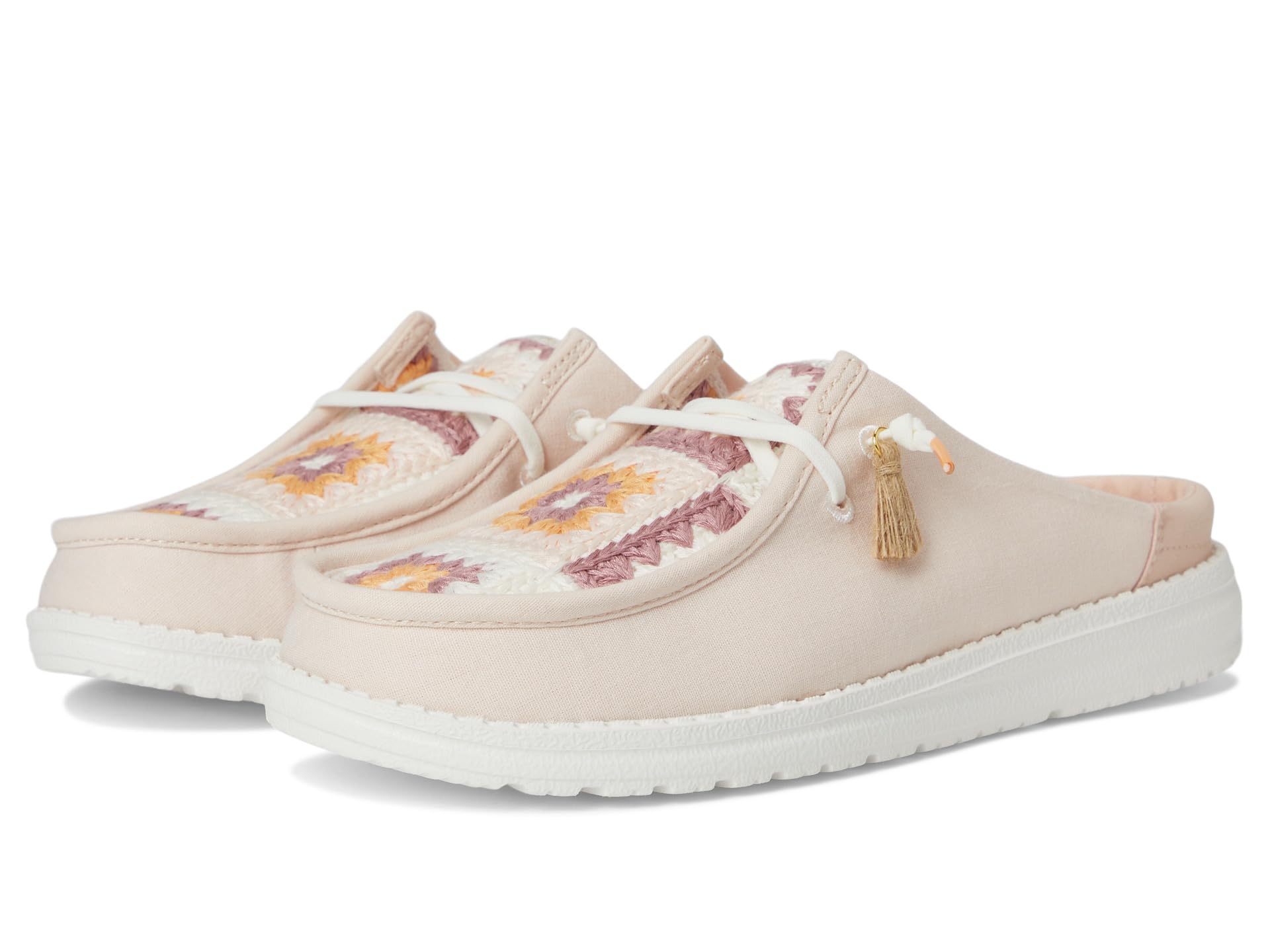 Мюли Hey Dude Wendy Slip Cottage Crochet, цвет Pale Pink/Multi