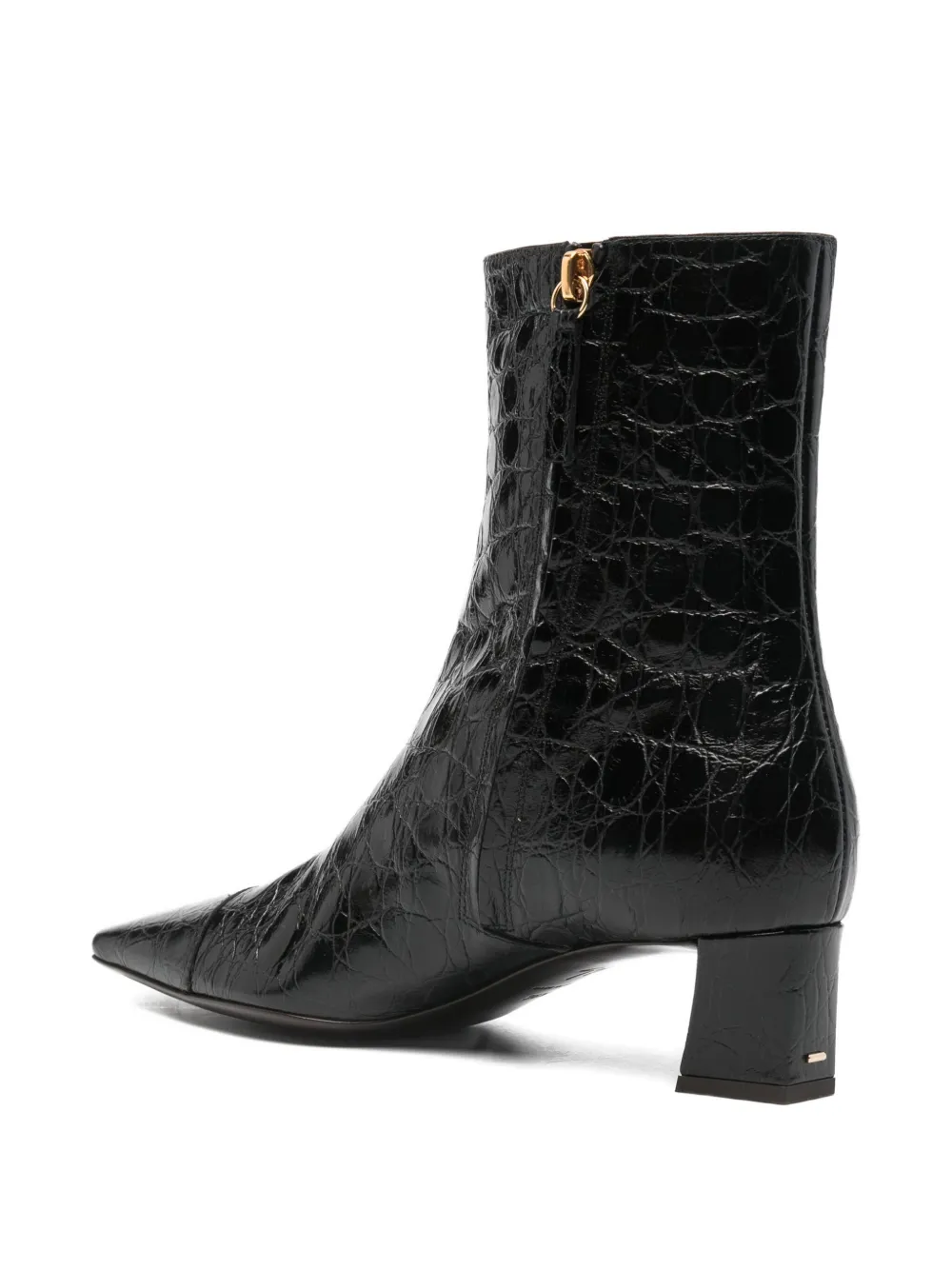 Ботильоны на блочном каблуке с тиснением под крокодила Giuseppe Zanotti, черный — фото 3