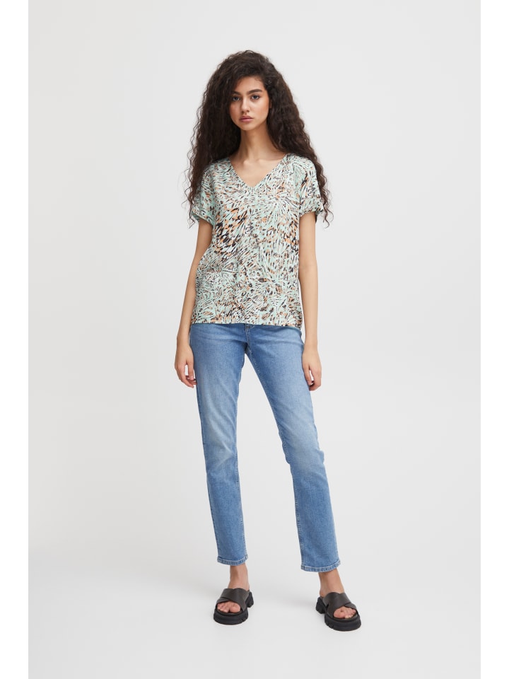 

Блузка с короткими рукавами IHVERA, стандартный крой, цвет яичная скорлупа, AOP ICHI