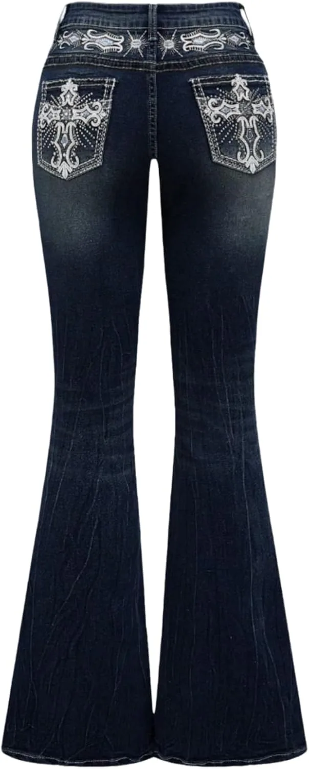 

Женские расклешенные джинсы Bell Bottom с вышивкой на карманах TimeGofate
