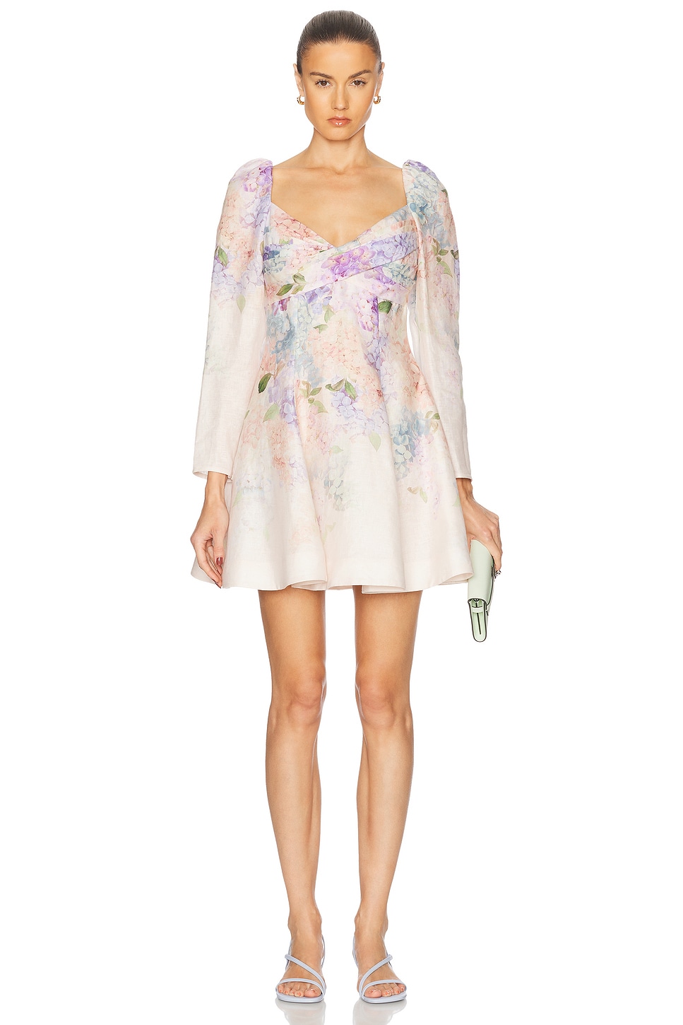 

Рассветное мини-платье с пышными рукавами Zimmermann, Multi Hydrangea