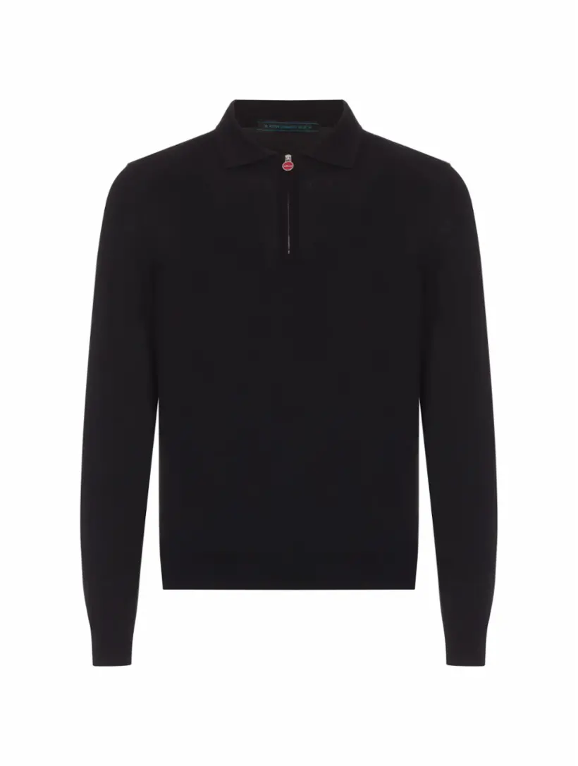 

Шерстяное поло на молнии Kiton, черный