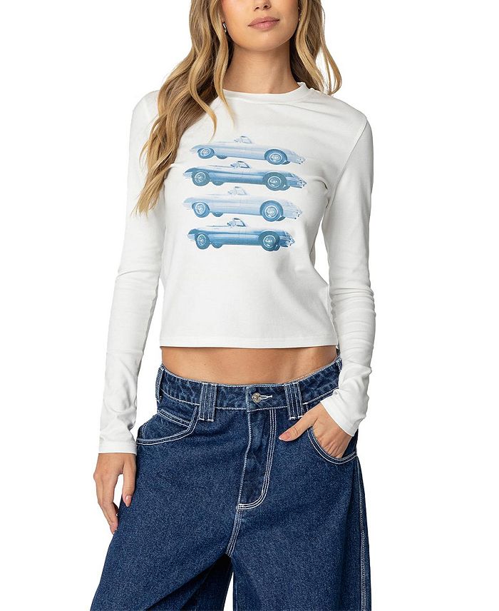 

Футболка с длинным рукавом Car Club Edikted, белый