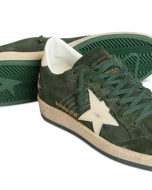 Мужские кроссовки Ballstar с замшевым верхом Golden Goose, зеленый — фото 4