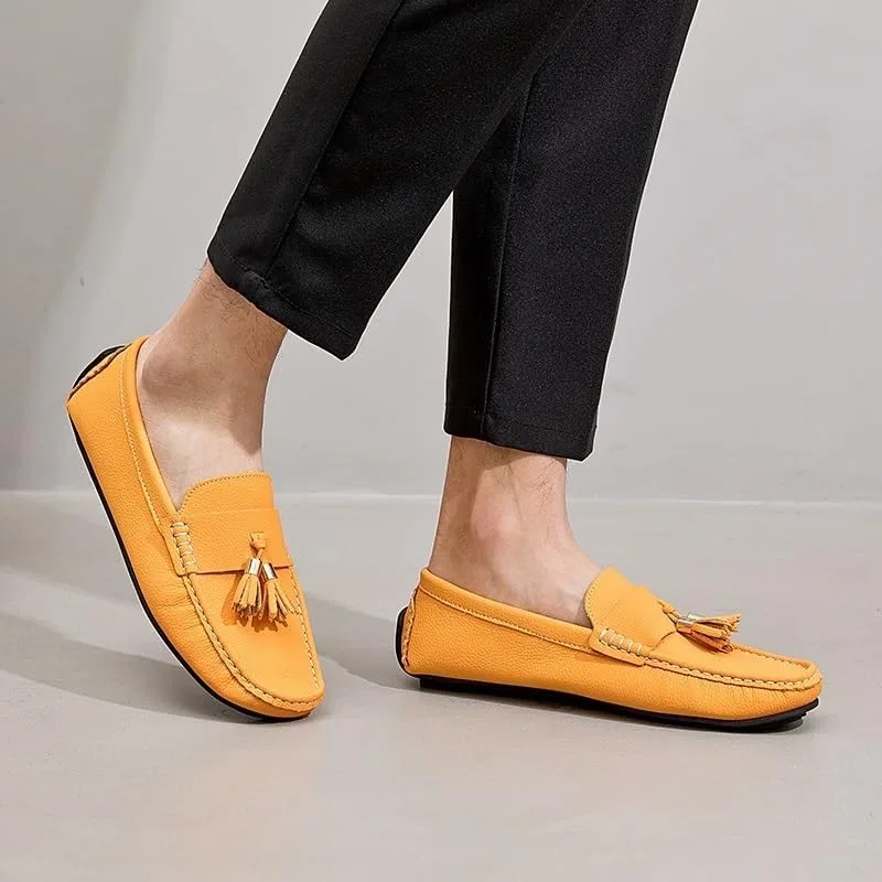 Лоферы мужские из PU кожи, модель Wedding Loafers, желтый UOPYNE — фото 4