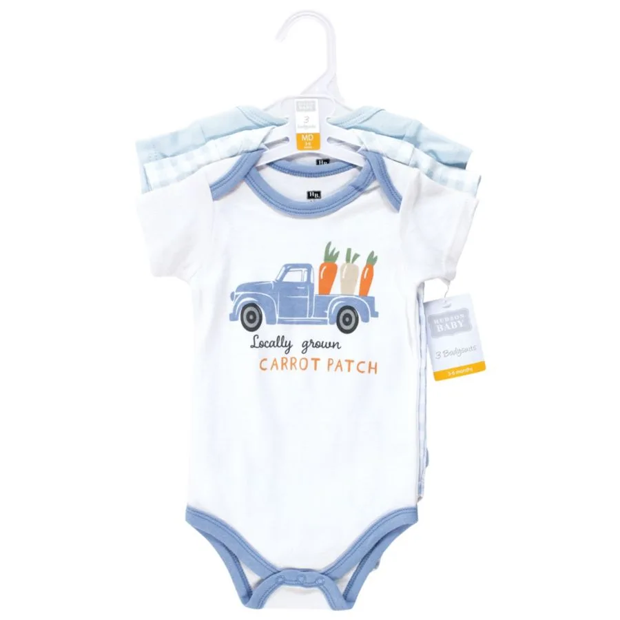 Комплект из трех мягких хлопковых боди Hudson Baby, Carrot Patch Truck — фото 3