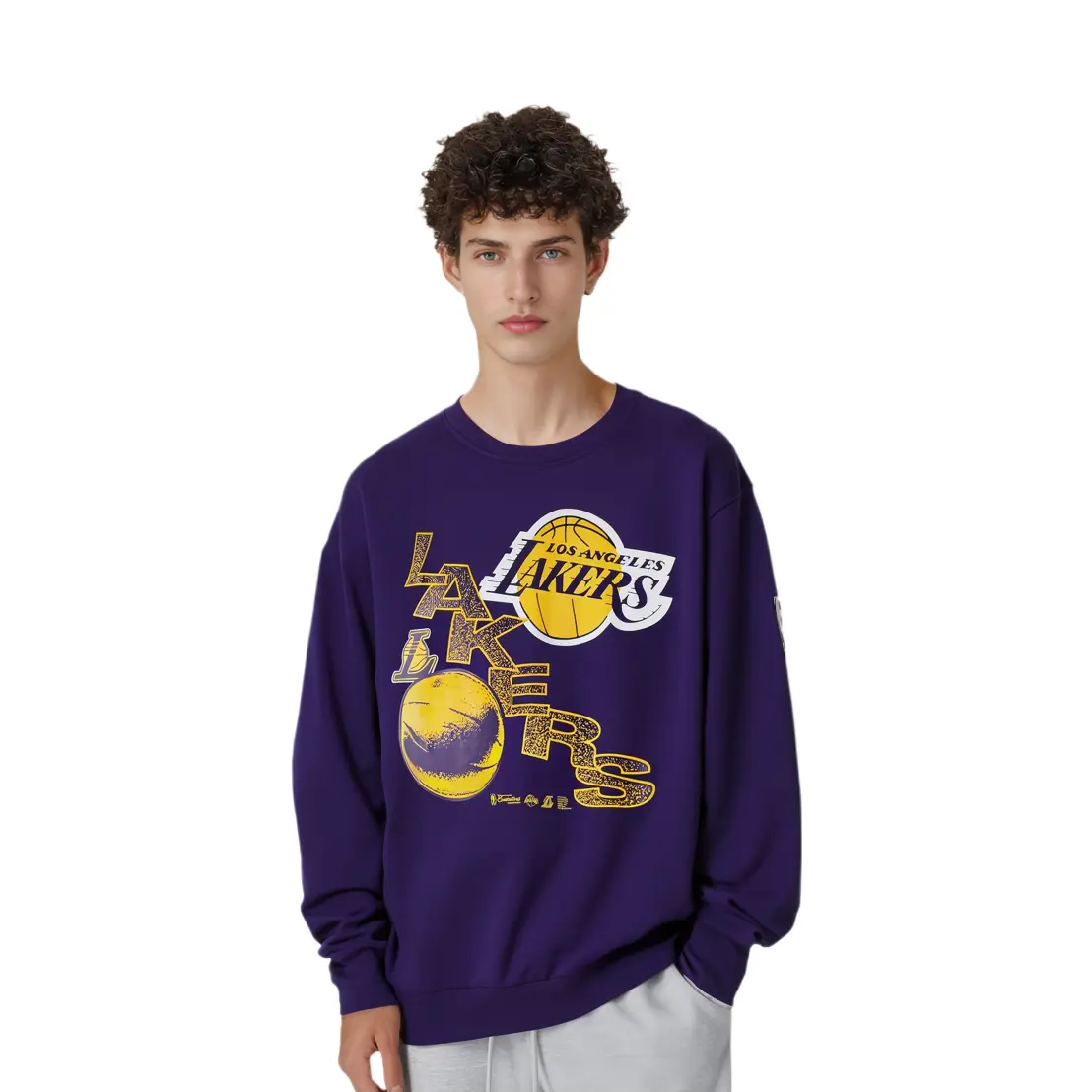 Футболка Los Angeles Lakers City Edition Team Fleece Crewneck Nike, полностью фиолетовая — фото 4