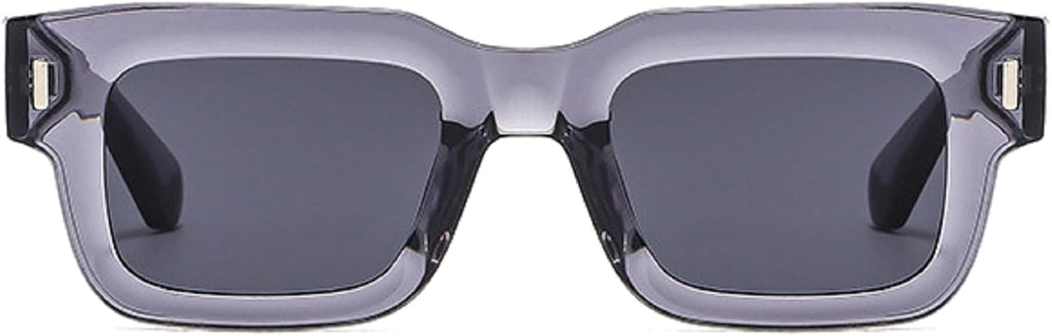 

Квадратные солнцезащитные очки для женщин в винтажном стиле с заклепками, модные солнцезащитные очки с прозрачными линзами с градиентом цвета океана, солнцезащитные очки UV400 для мужчин в стиле панк mincl, Gray