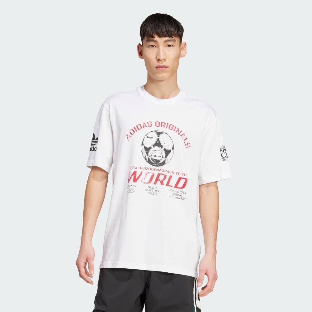 Футболка с коротким рукавом и футбольным принтом в стиле 90-х Adidas, white