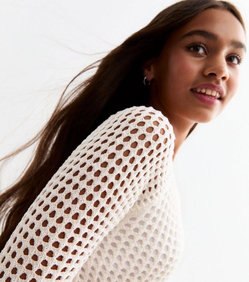 

Белый джемпер открытой вязки для девочек New Look, белый