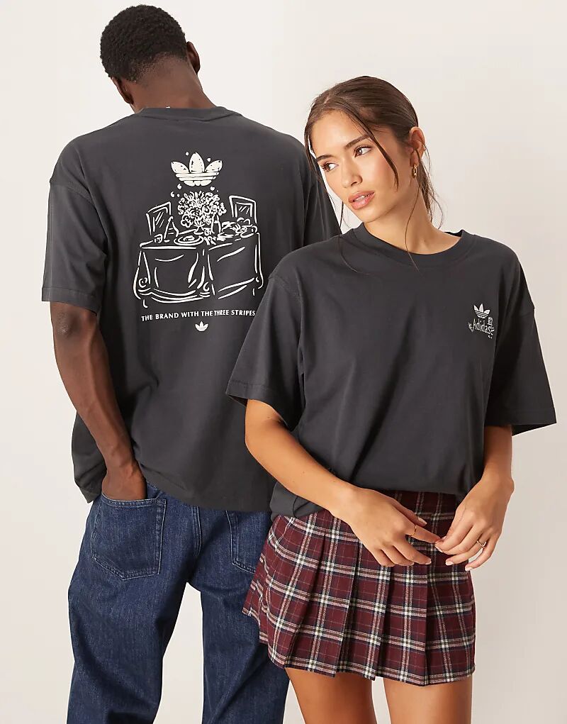 

Футболка Adidas Originals supper club с графическим принтом темно-серого цвета