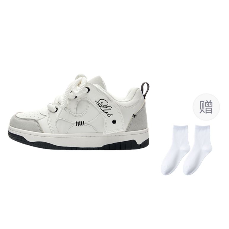 

LAZY BONS Унисекс бело-серые низкие скейтерские кроссовки с увеличенной высотой, устойчивые к истиранию, дышащие и нескользящие (в комплекте 1 пара носков)