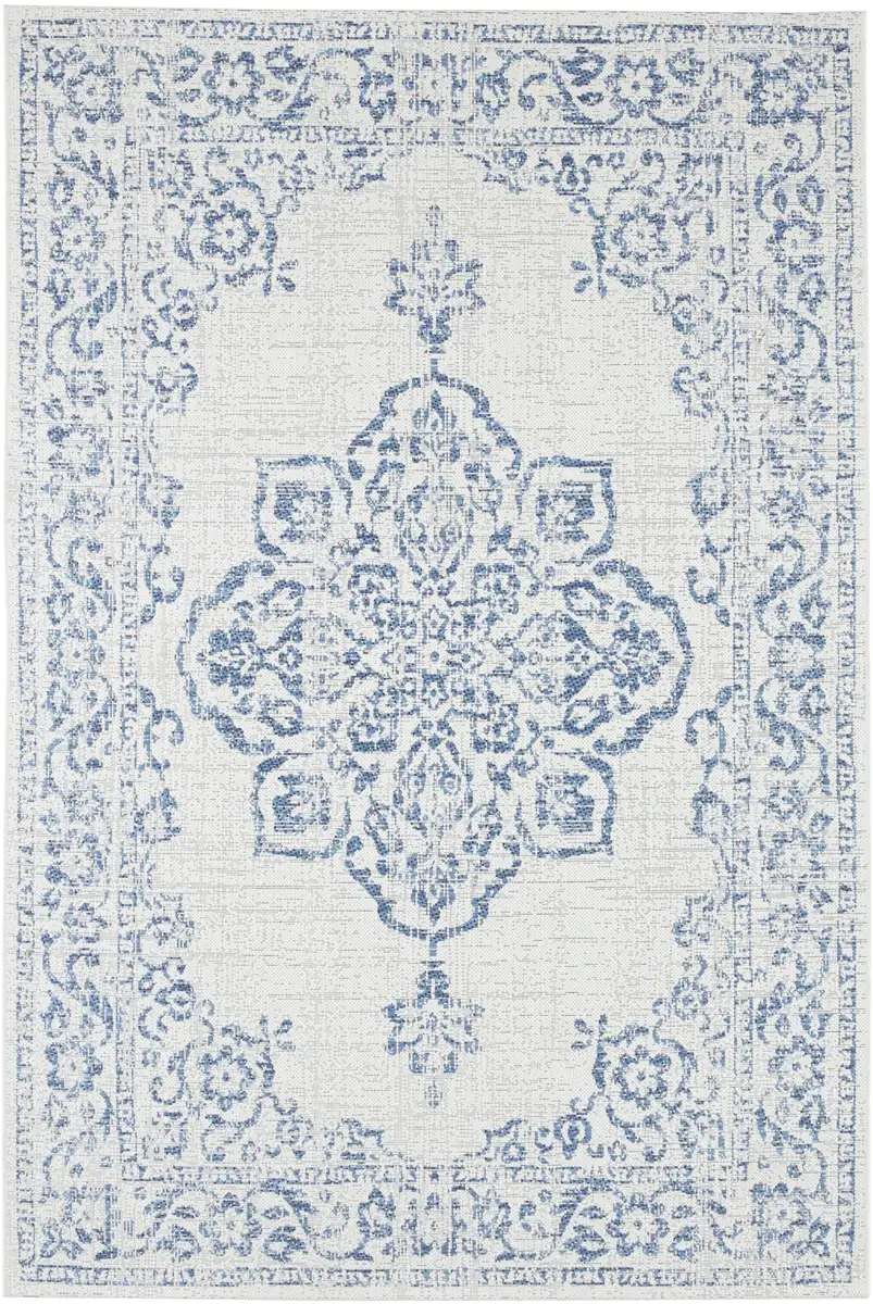 

NORTHRUGS ковер "Tilos", прямоугольный, для дома и улицы, короткий ворс, восточный, винтажный, для гостиной, сада 240х340 см, кремовый/синий