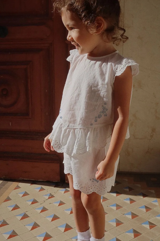 

Детская хлопковая блузка RHW X KS FIORI TOP GOTS Konges Sløjd, белый