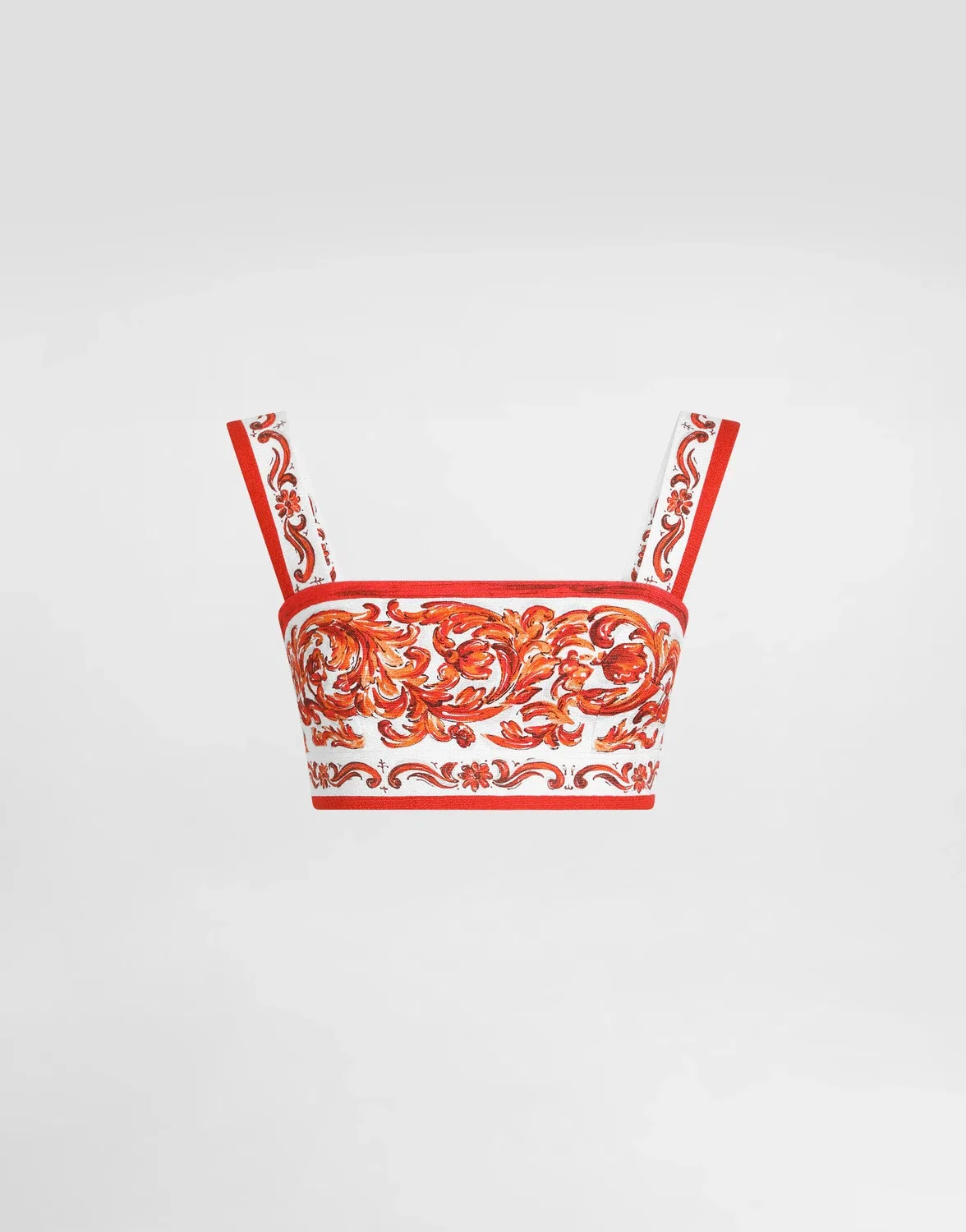 Топ из матовой ткани с принтом под майолику DOLCE & GABBANA, бежевый