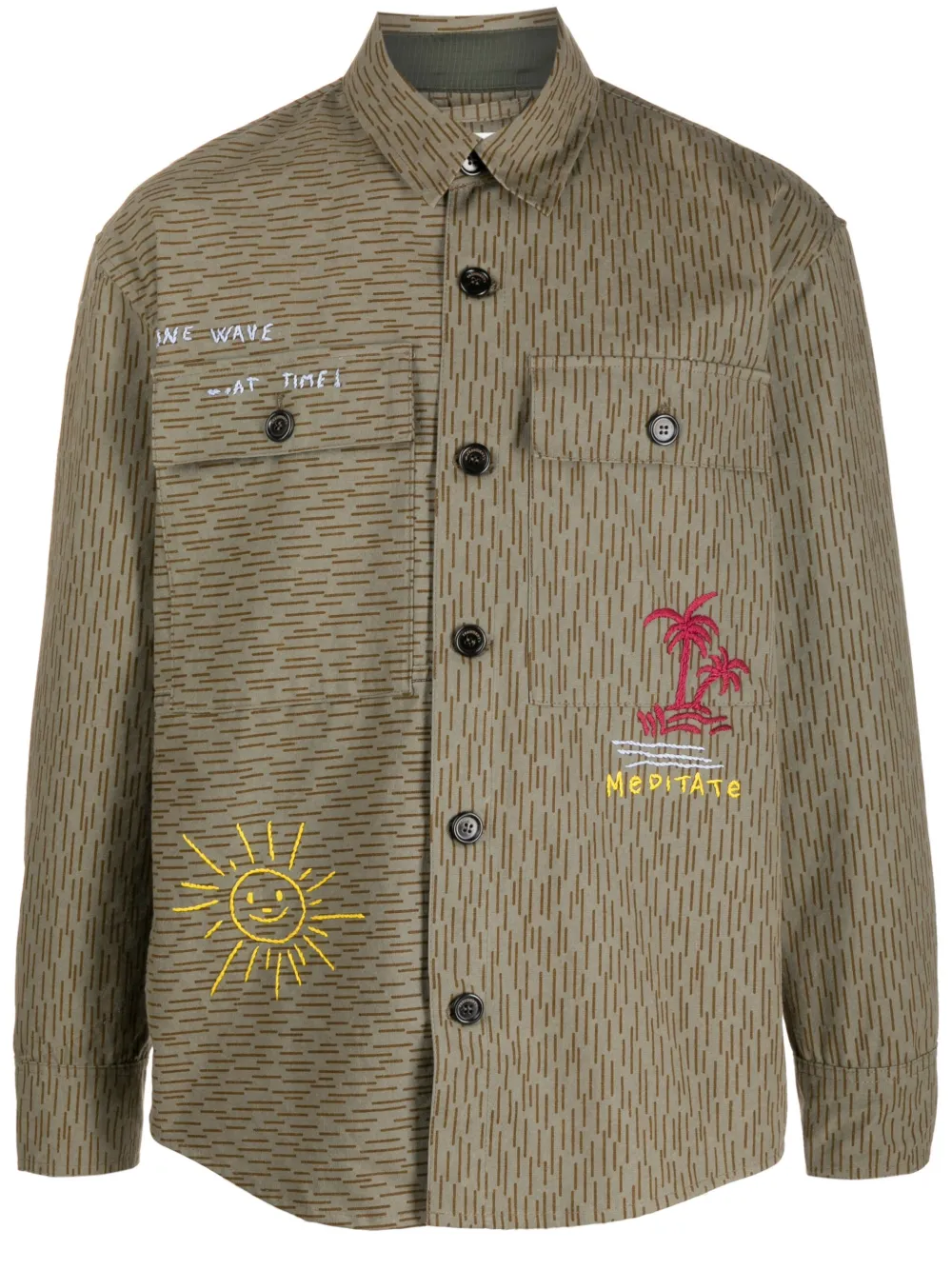 

Полосатая рубашка с вышитым логотипом President’S, зеленый